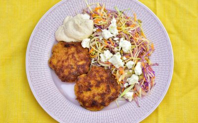 Kycklingfärsbiffar med kålsallad