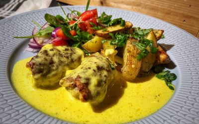 Fläskfilérullader i currysås