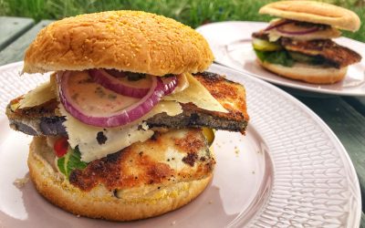 Panerad aubergineburgare