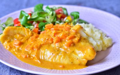 Fiskgratäng med curry och apelsin